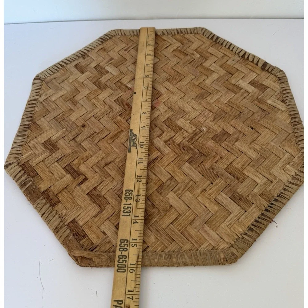 Vtg Boho Set of 3 Woven Hexagon 100% Abaca Placemats Phillipines 16